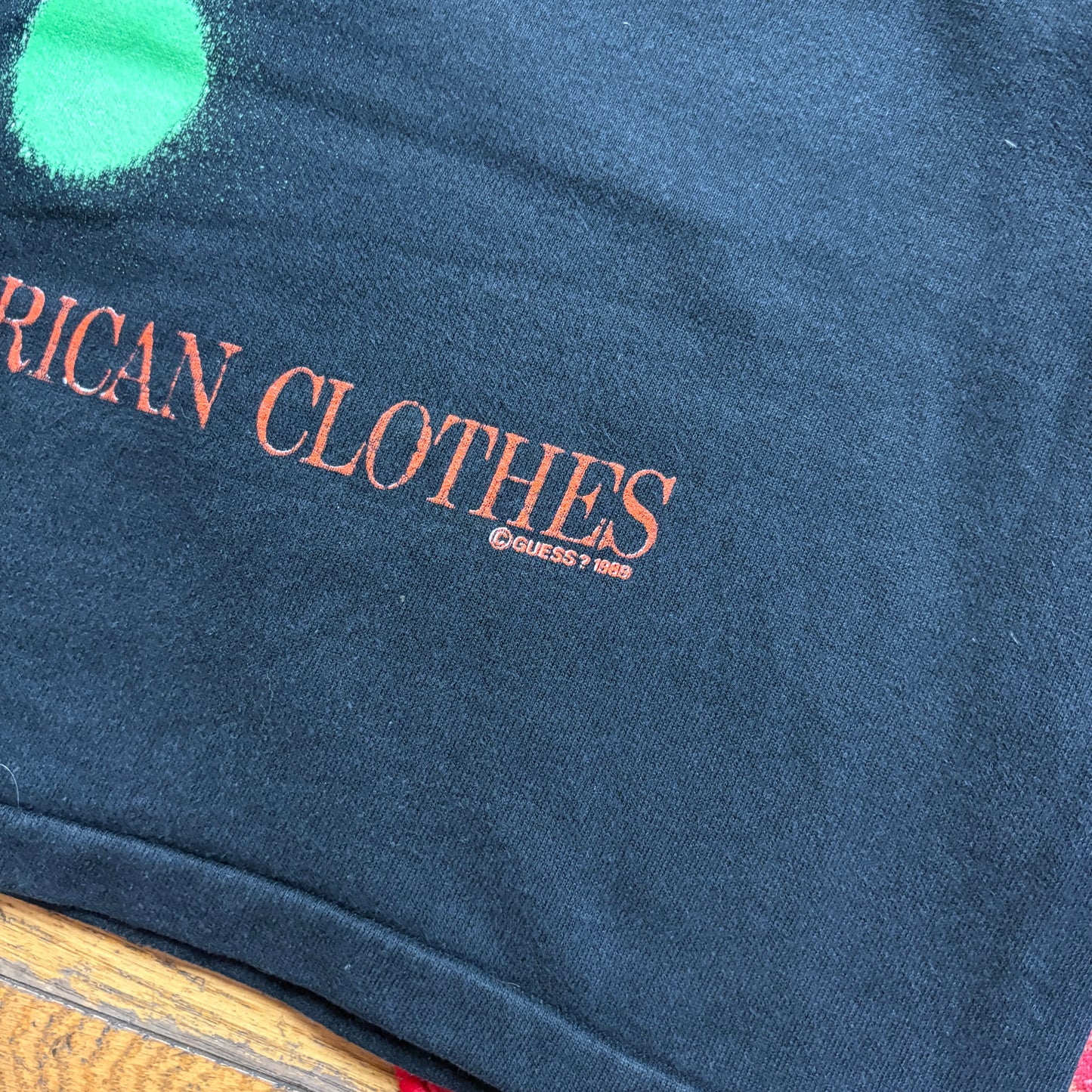 Vintage 1989 Guess Black Cropped Graphic Sweatshirt - M