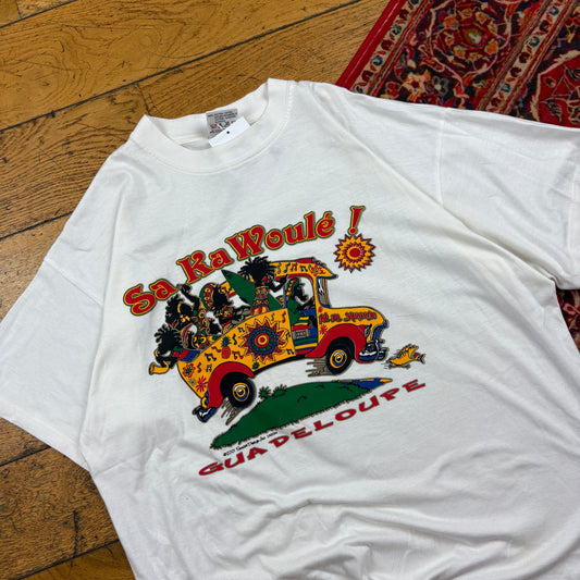 Vintage 2001 Carribean White Graphic T-Shirt - L