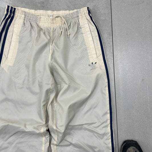 Vintage Adidas Cream Baggy Tracksuit Sweatpants Track Pants Bottoms - M