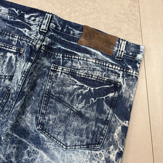 Vintage Acid Wash Blue Hip Hop Baggy Shorts Jorts - 42