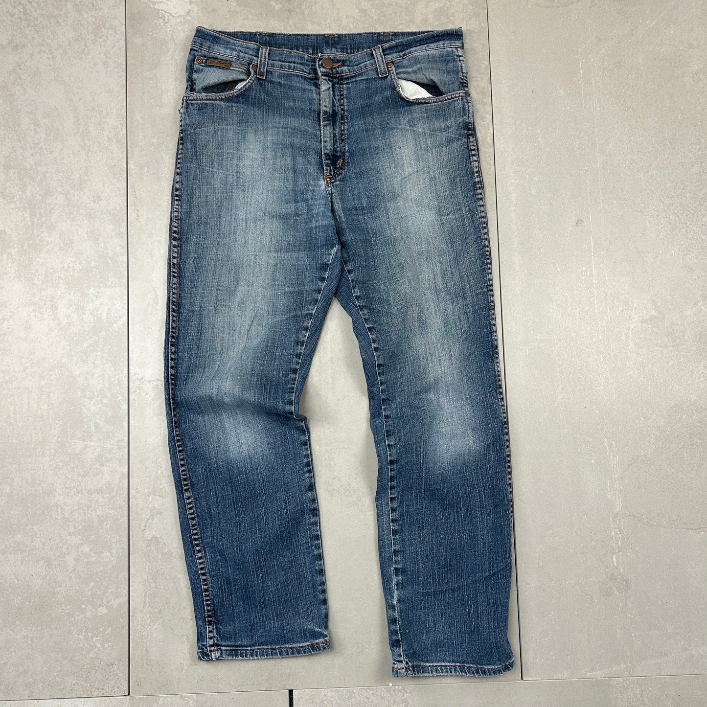Vintage Wrangler Blue Straight Denim Workwear Jeans - 36