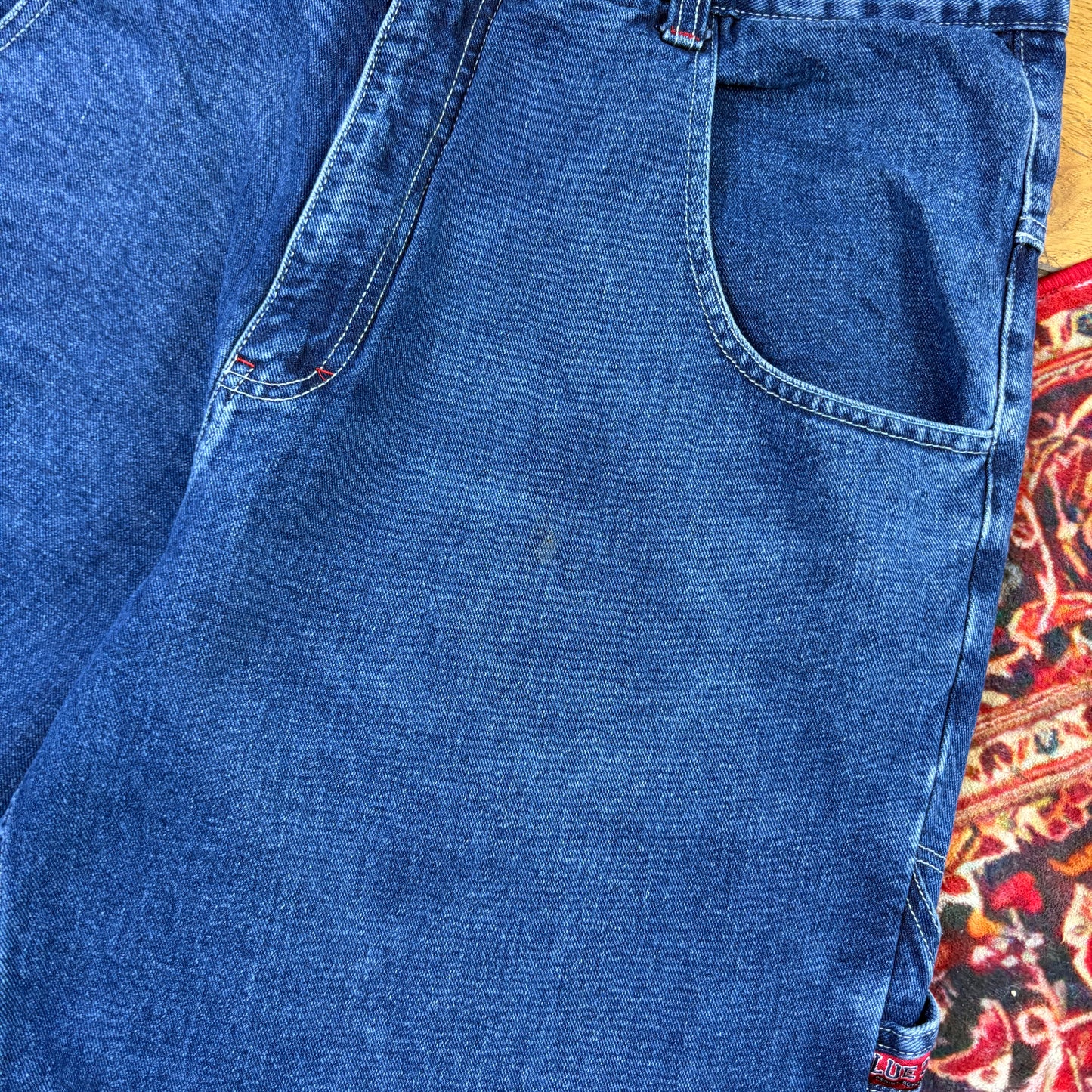 Vintage Blue JNCO Style Embroidered Y2K Hip Hop Baggy Jeans - 40