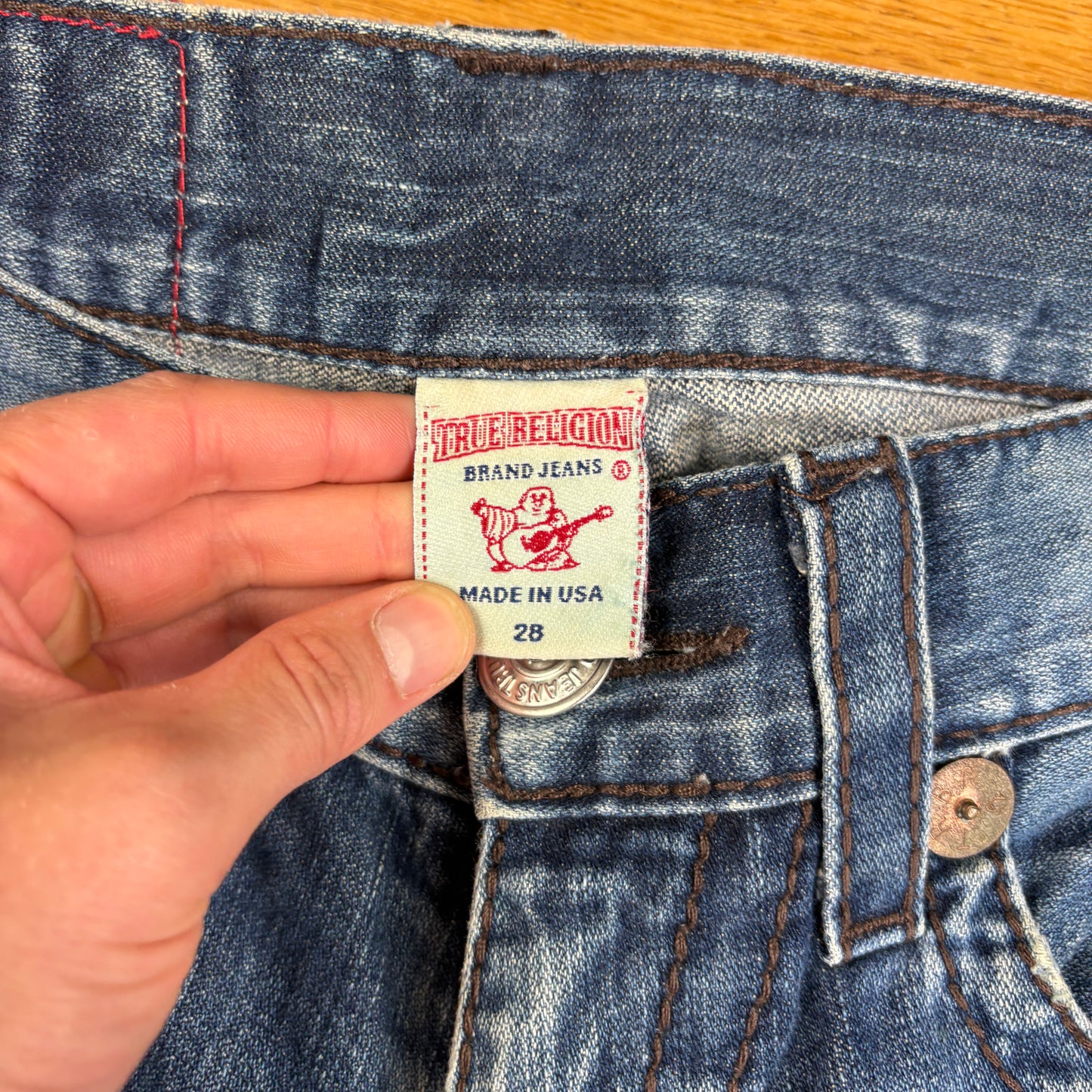 Vintage True Religion Blue Embroidered Y2K Shorts Jorts - 32