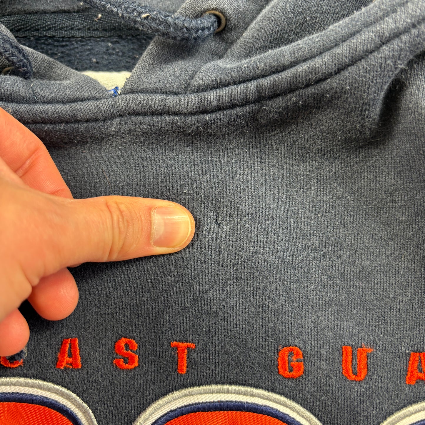 Vintage Champion US Coast Guard Navy Embroidered Hoodie Sweatshirt - L