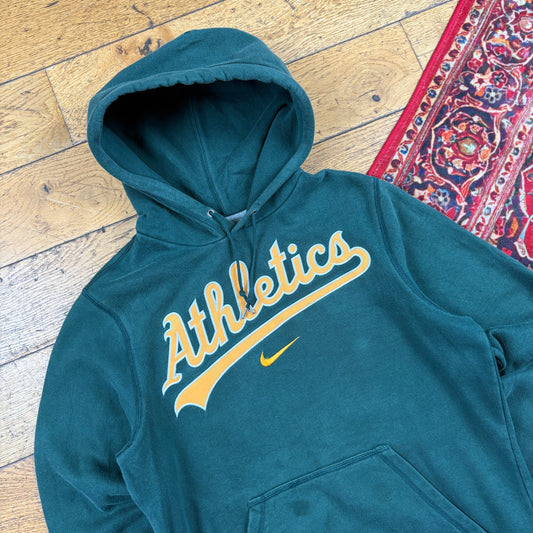 Vintage Nike Athletics Green Embroidered Hoodie Sweatshirt - S