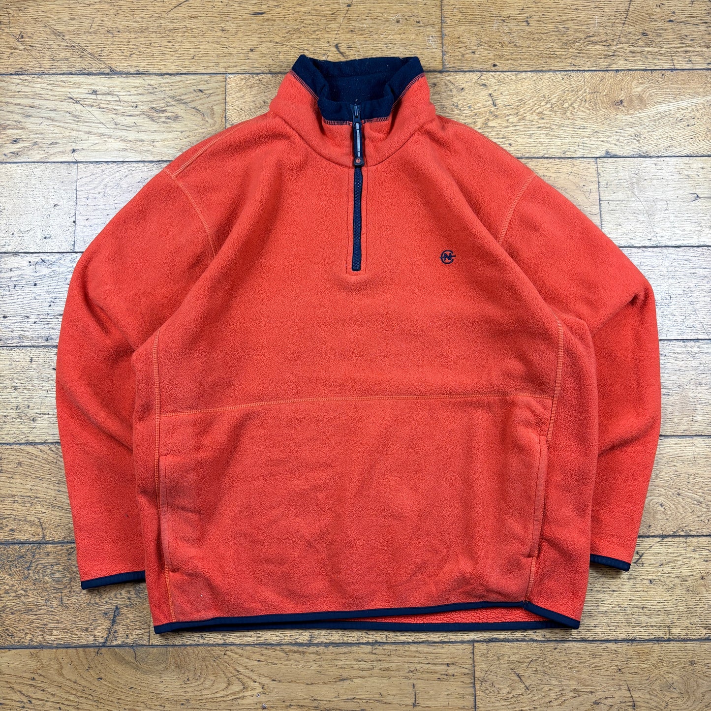 Vintage Nautica Orange Zip Fleece Embroidered Sweatshirt - XL