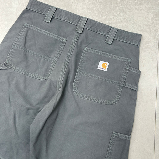 Vintage Carhartt Workwear Baggy Grey Carpenter Shorts - 34