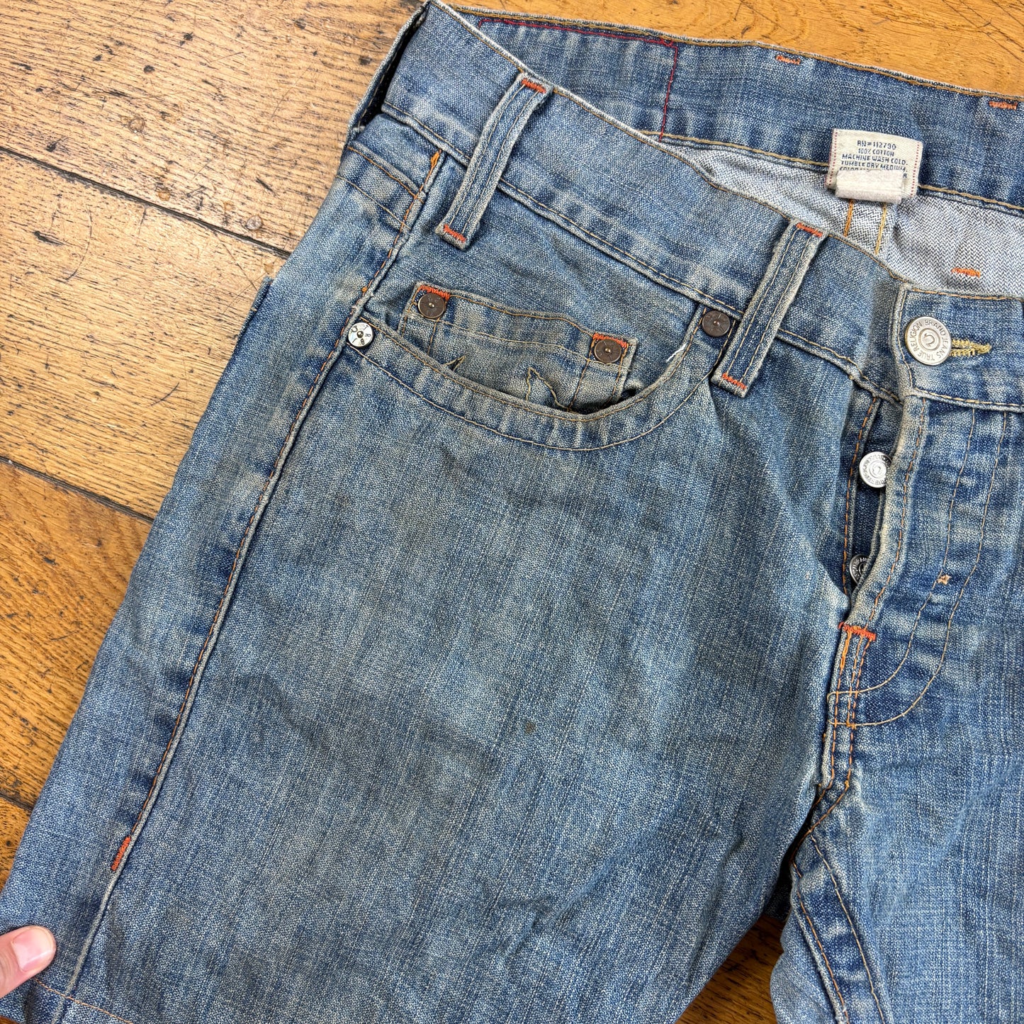 Vintage True Religion Blue Embroidered Y2K Shorts Jorts - 34