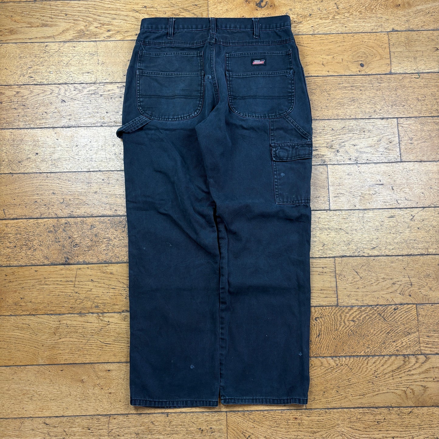 Vintage Dickies Black Double Knee Workwear Carpenter Baggy Trousers - 34