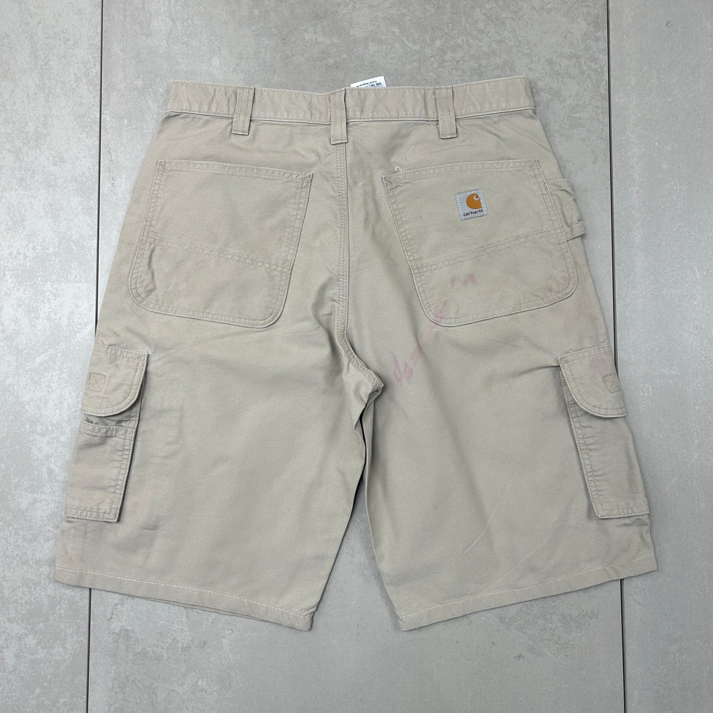 Vintage Carhartt Workwear Baggy Cream Carpenter Shorts - 33