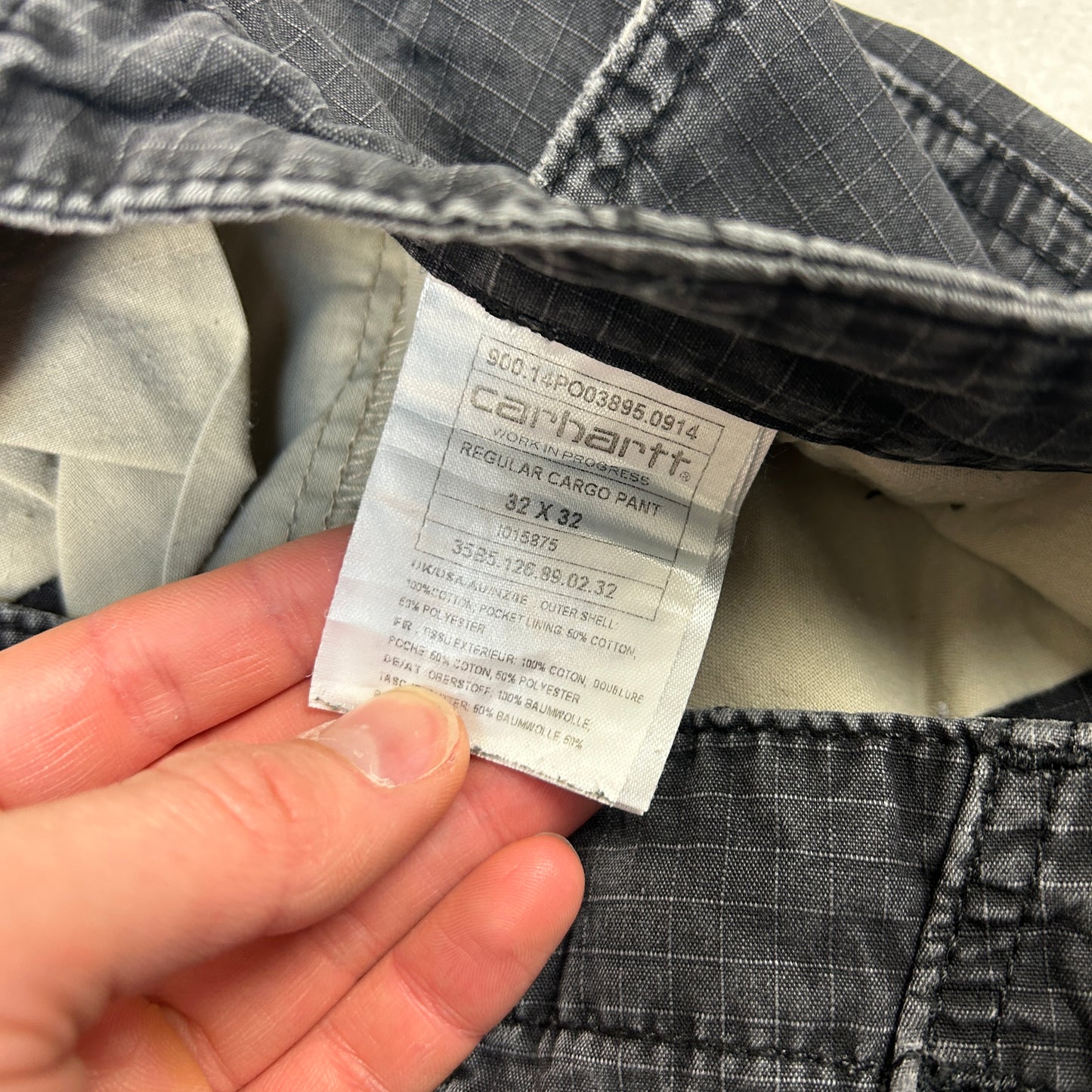 Vintage Carhartt Workwear Carpenter Cargo Black Baggy Trousers - 32