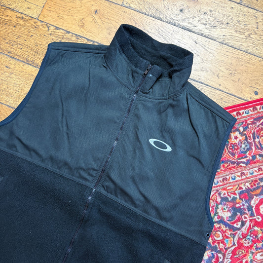 Vintage Oakley Software Black Gilet Fleece Vest - XL