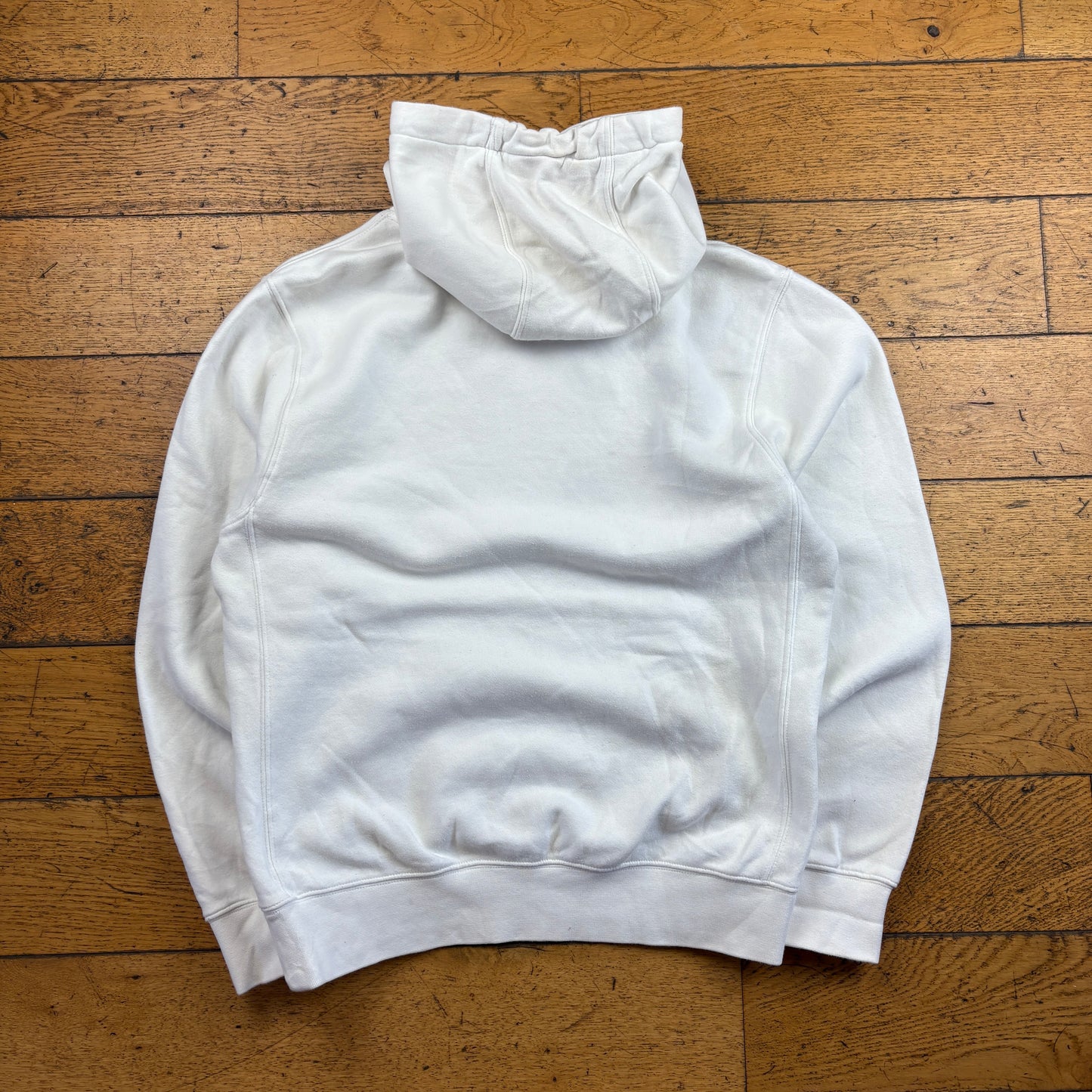 Vintage Nike White Embroidered Hoodie Sweatshirt - S
