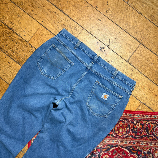 Vintage Carhartt Workwear Carpenter Baggy Blue Jeans - 38R