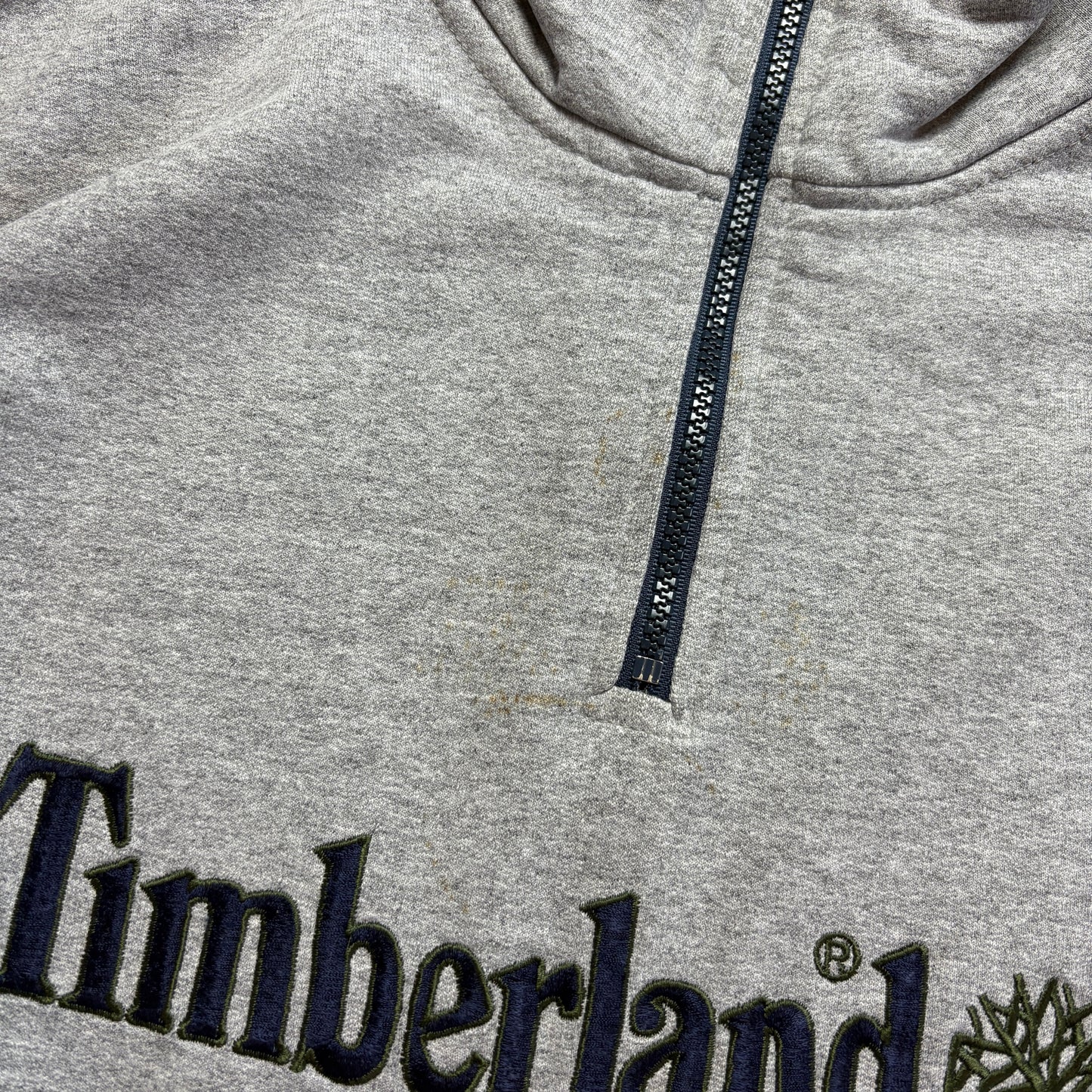 Vintage Timberland Grey Embroidered Quarter Zip Sweatshirt - XL