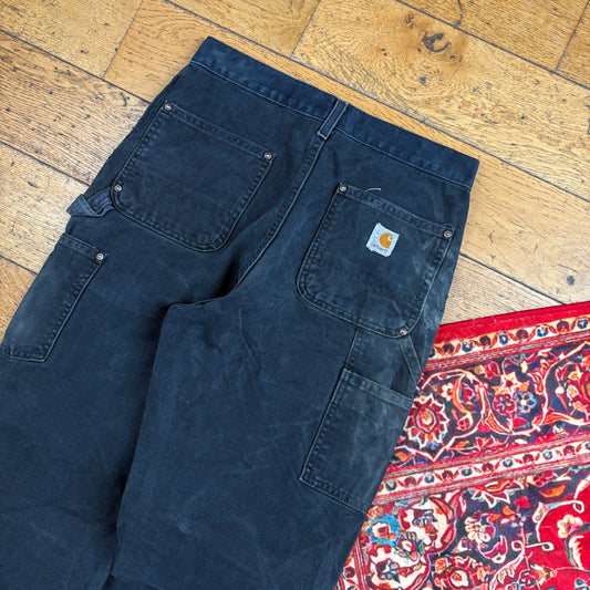 Vintage Carhartt Black Double Knee Workwear Carpenter Baggy Trousers - 30