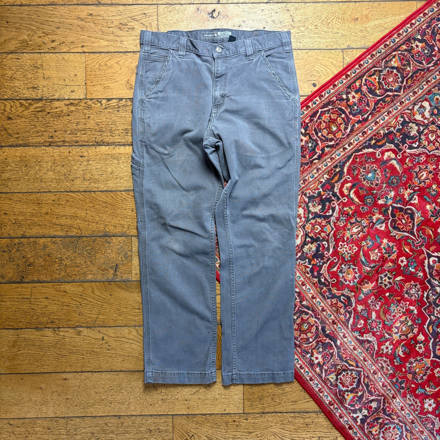 Vintage Carhartt Grey Workwear Carpenter Straight Trousers - 33S