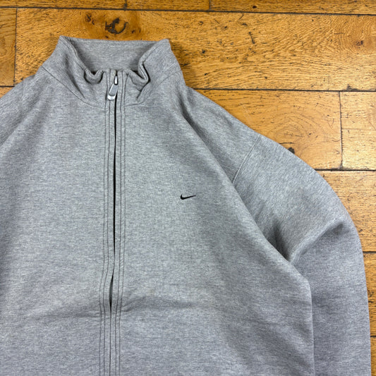Vintage Nike Grey Zip Embroidered Sweatshirt - M