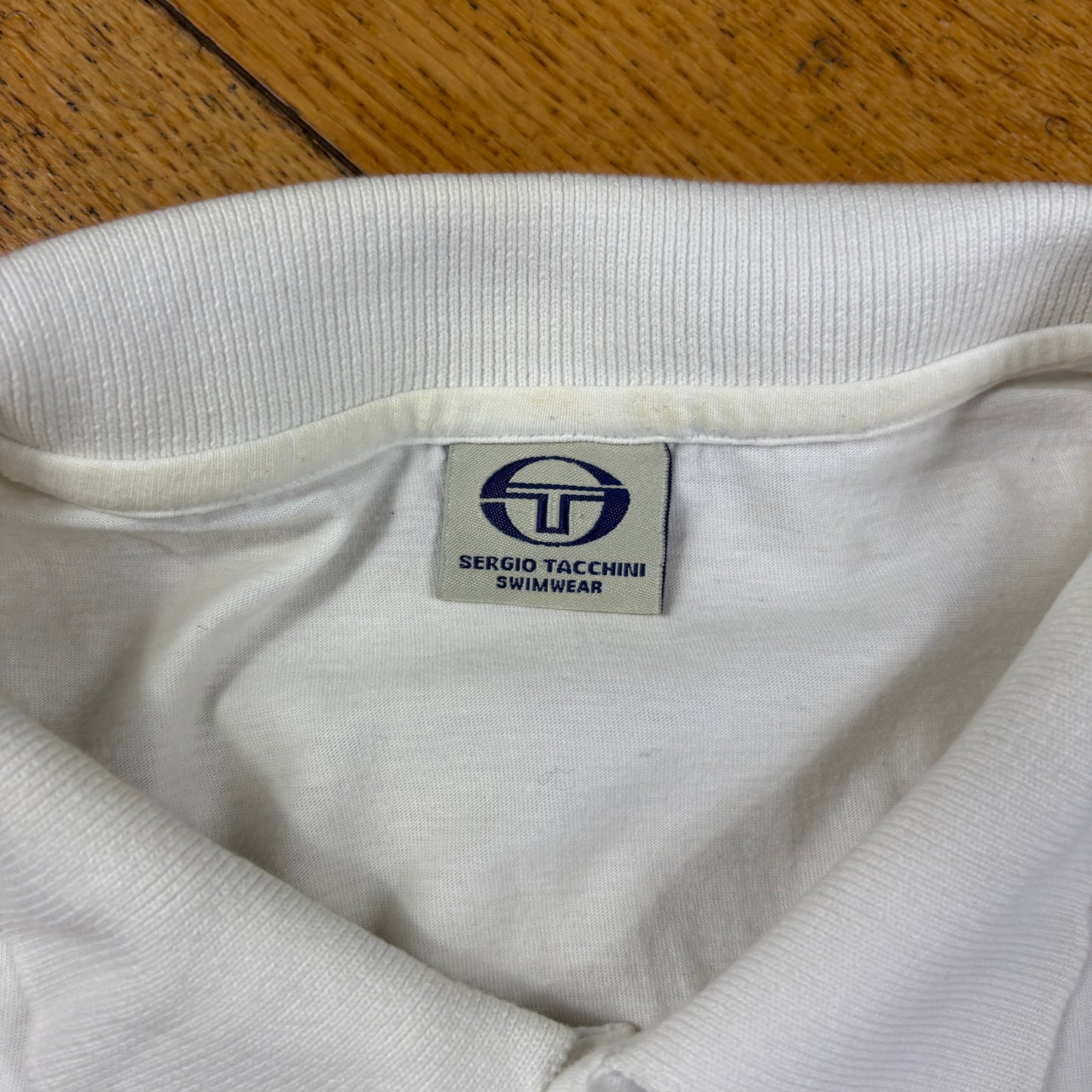 Vintage Sergio Tacchini Embroidered White Polo Shirt - XL