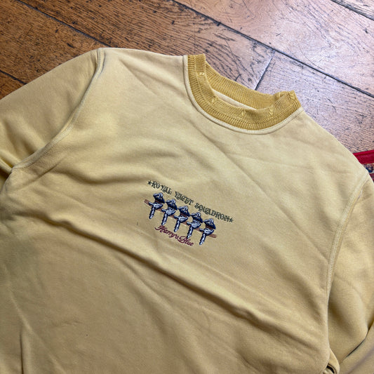 Vintage 90s Sailing Yacht Embroidered Graphic Yellow Sweatshirt - L