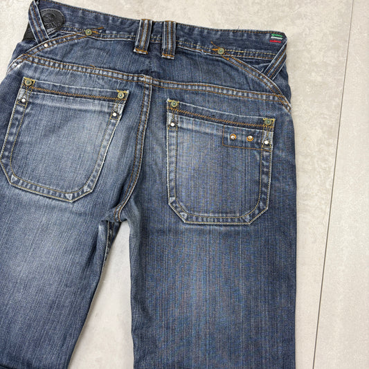 Vintage Embroidered Hip Hop Straight Blue Jeans - 32