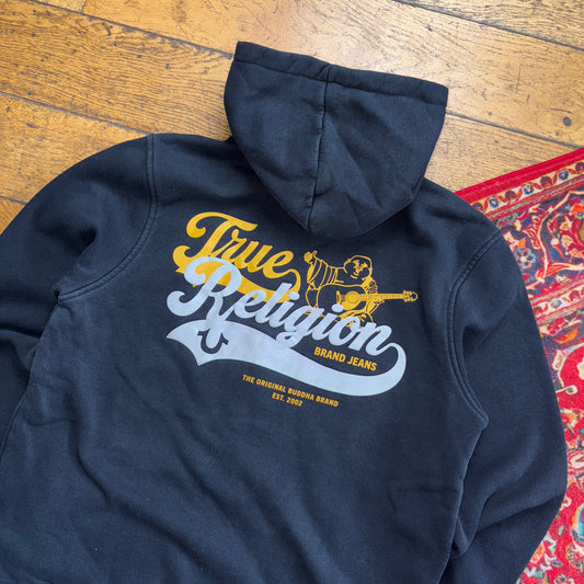 Vintage True Religion Black Zip Hoodie Sweatshirt - S