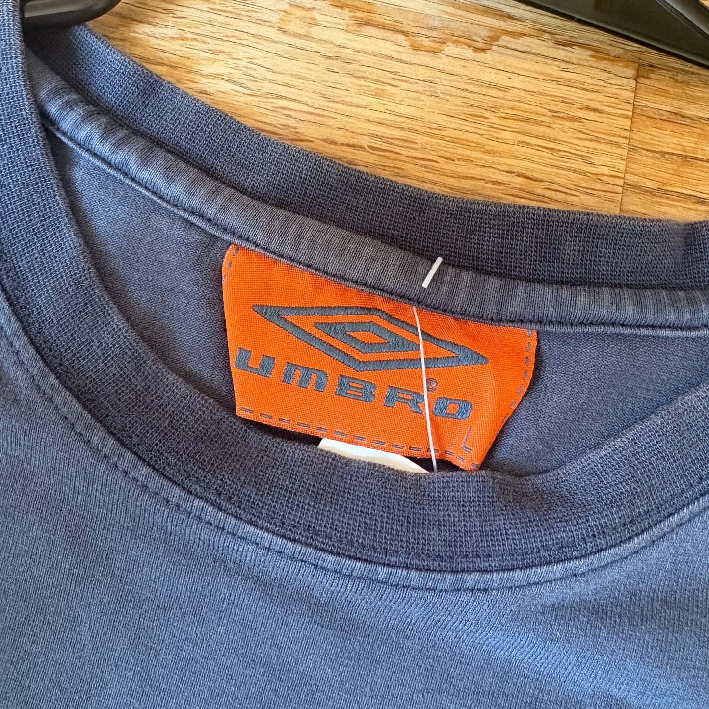Vintage Umbro Embroidered Navy Blue Football Graphic T-Shirt - L