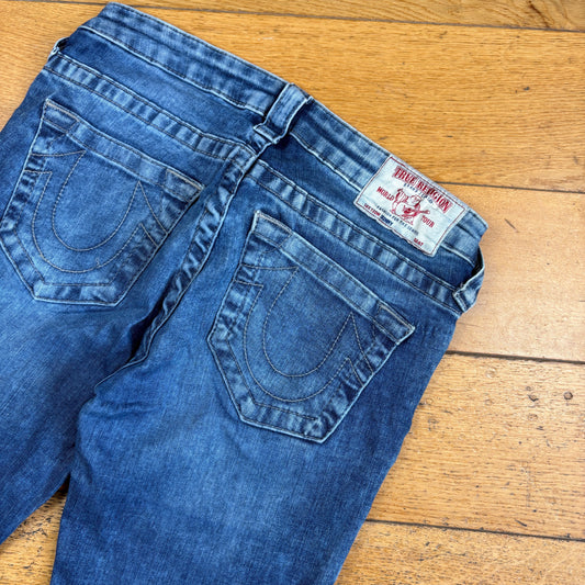 Vintage True Religion Blue Embroidered Y2K Shorts Jorts - 28