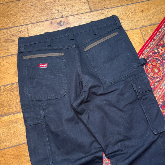 Vintage Wrangler Black Carpenter Workwear Baggy Trousers - 36R