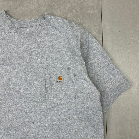 Vintage Carhartt Heavyweight Pocket Logo Grey T-Shirt - L