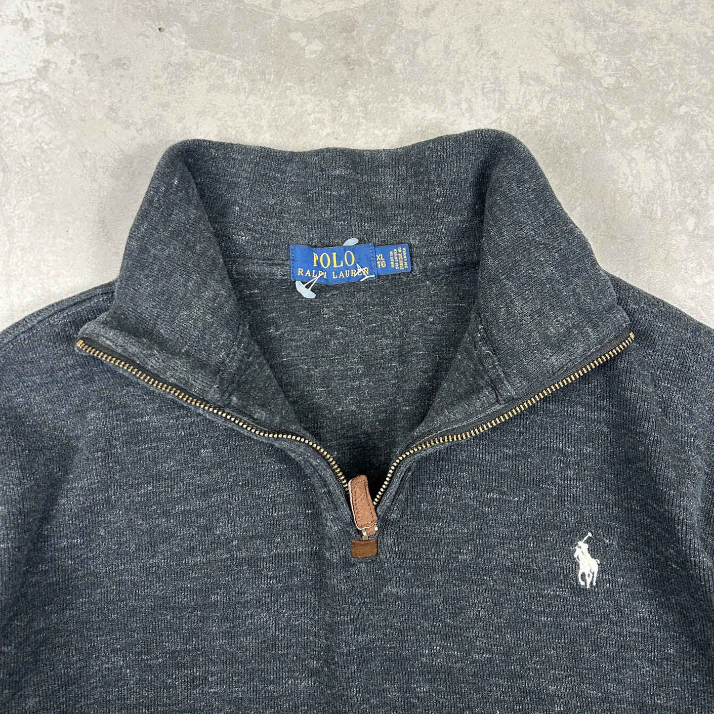 Vintage Ralph Lauren Knit Quarter Zip 1/4 Jumper Grey - XL