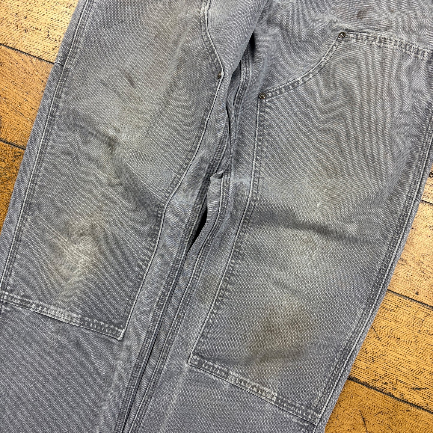 Vintage Carhartt Grey Double Knee Workwear Carpenter Baggy Trousers - 30