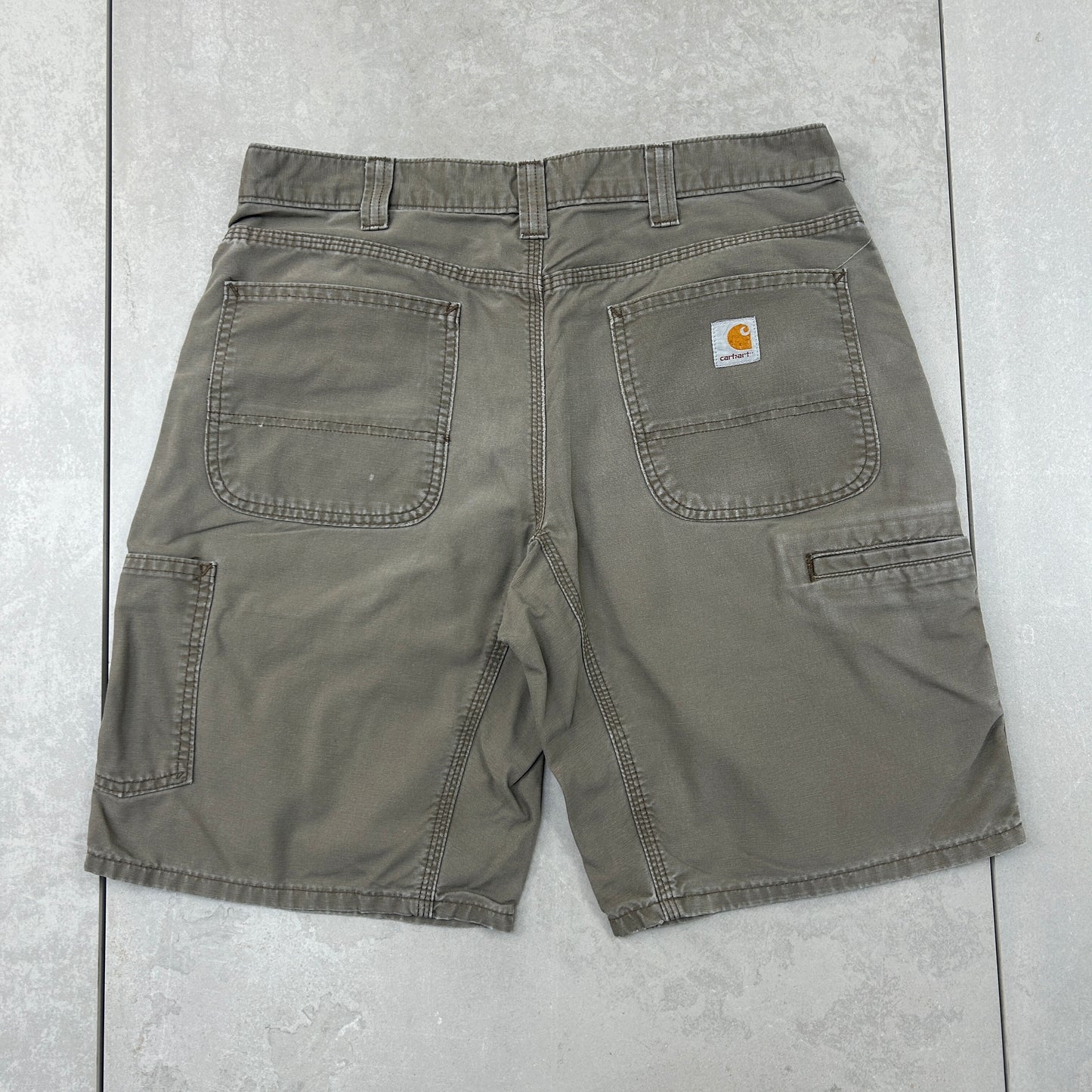 Vintage Carhartt Workwear Baggy Carpenter Green Khaki Shorts - 34