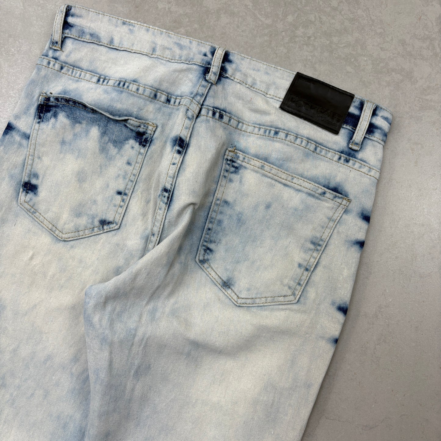 Vintage Rock Salt Blue Hip Hop Slim Jeans - 32