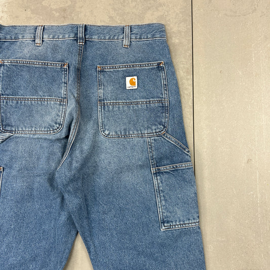New Carhartt Double Knee Carpenter Baggy Blue Jeans - 34
