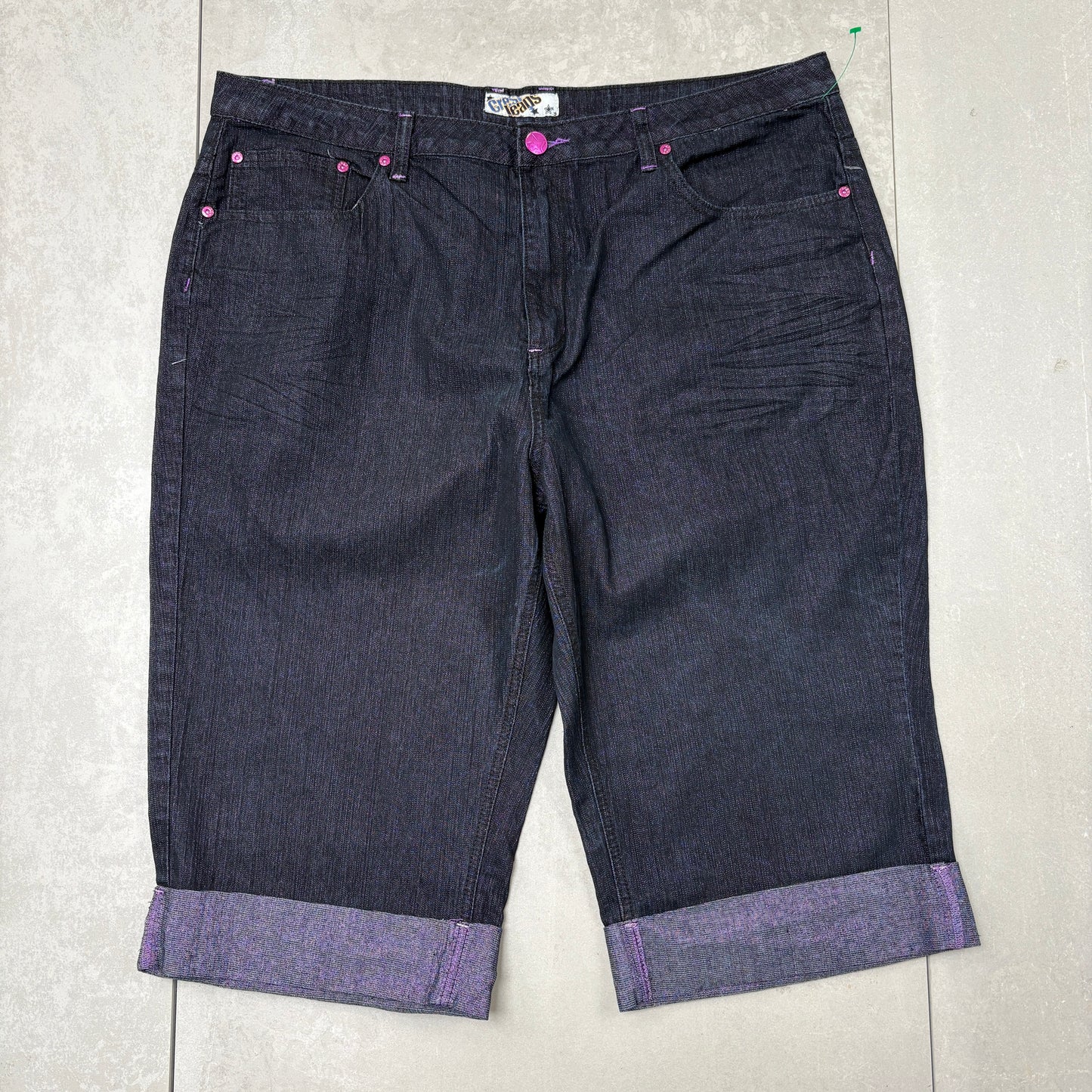 Vintage Embroidered Hip Hop Black Baggy Shorts Jorts - 42