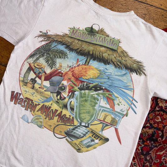 Vintage 1996 White Margaritaville Beach Funny Single Stitch Graphic T-Shirt - S
