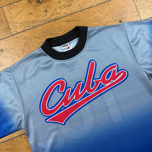 Vintage Cuba Blue Football Sports Graphic T-Shirt - M