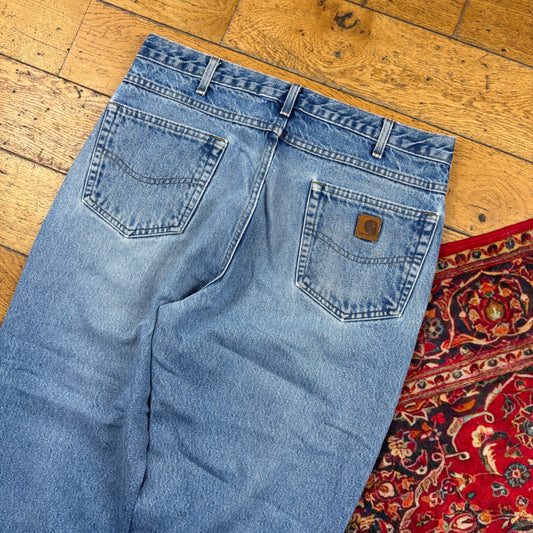 Vintage Carhartt Blue Workwear Carpenter Baggy Jeans - 36