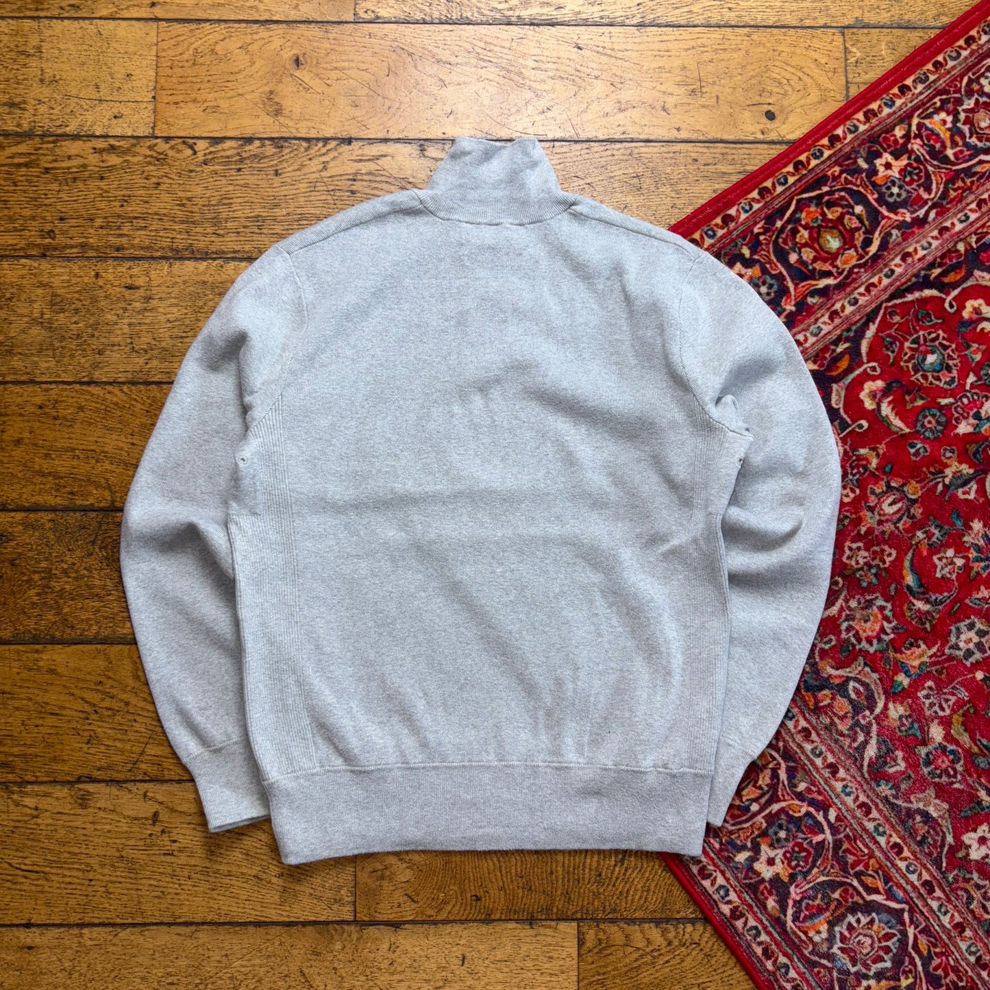 Vintage Ralph Lauren Grey Quarter Zip Knit Jumper - S