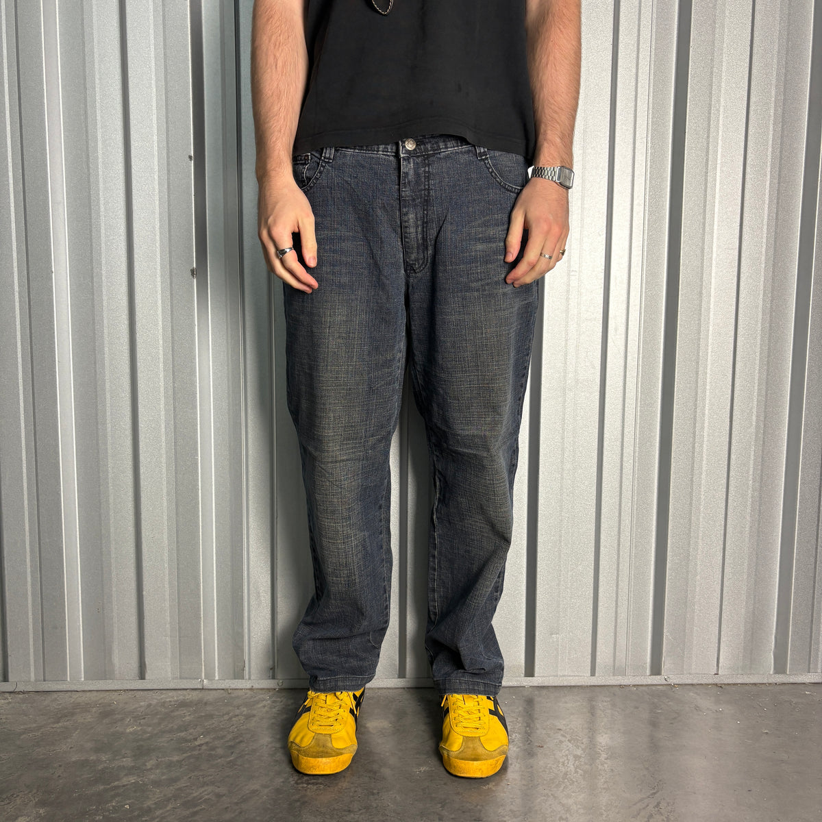 Embroidered Blue Japanese Denim Hip Hop Y2K Baggy Jeans - 38S