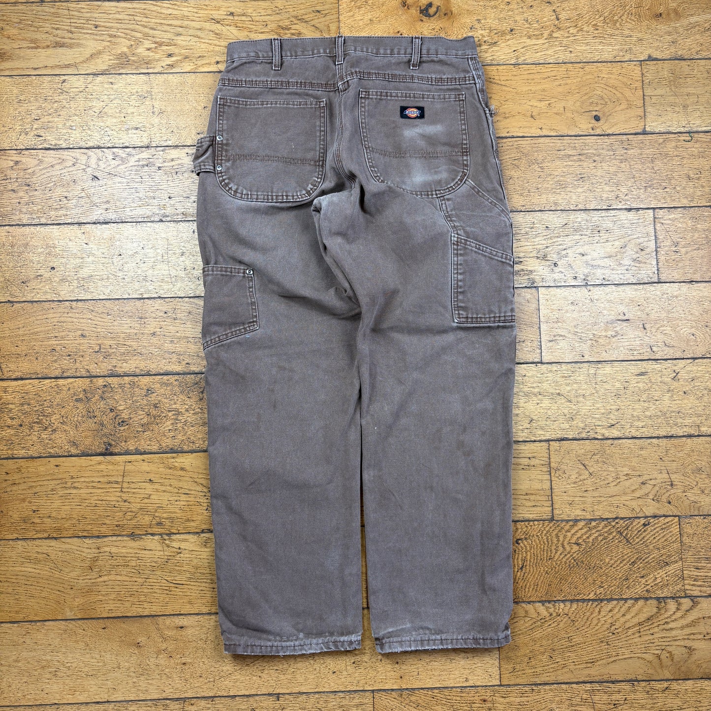 Vintage Brown Dickies Workwear Carpenter Baggy Trousers - 32