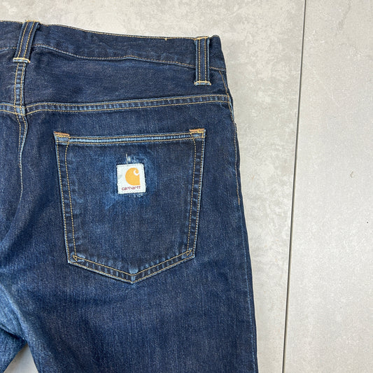 Vintage Carhartt Navy Dark Blue Workwear Carpenter Slim Jeans - 34
