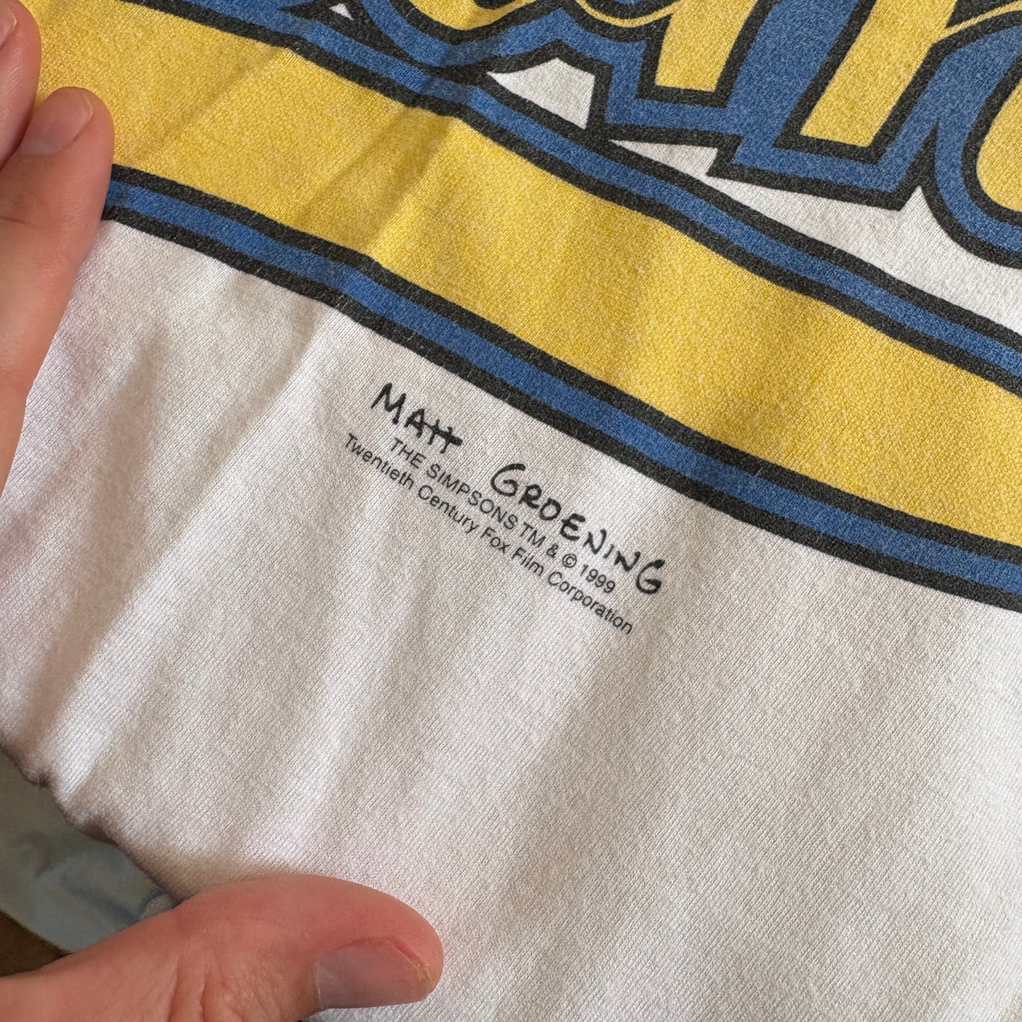 Vintage 1999 Simpsons White Homer Beer Duff Graphic T-Shirt - M