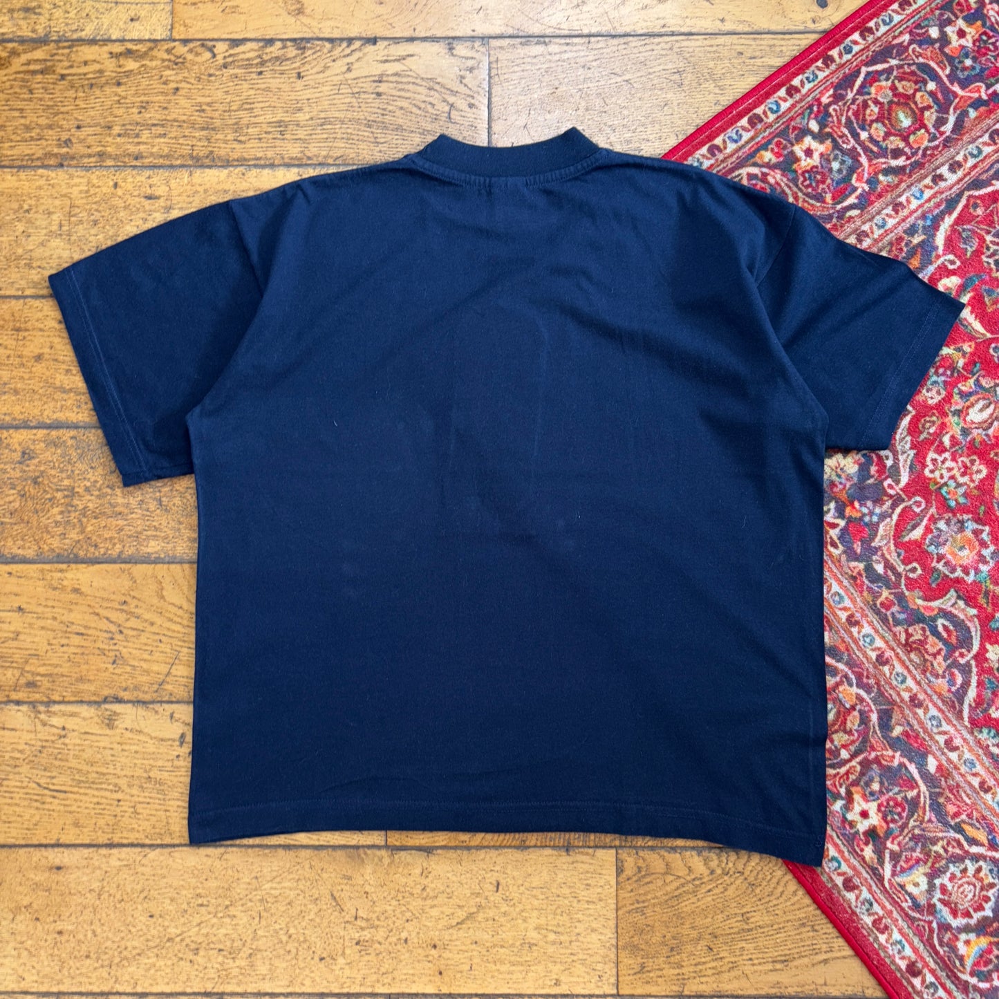 Vintage Embroidered Navy Hieroglyphics Egyptian Boxy Graphic T-Shirt - M