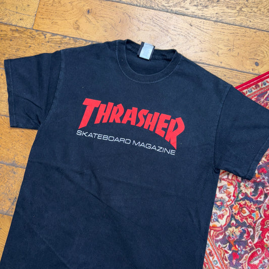 Vintage Thrasher Black Skate Graphic T-Shirt - XS