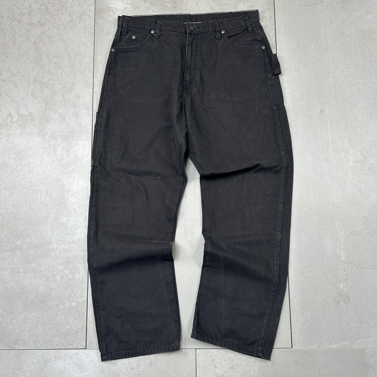 Vintage Dickies Workwear Carpenter Baggy Black Trousers - 38