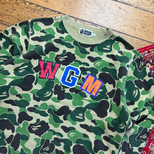 Vintage Bape Camo Shark Green Embroidered Sweatshirt - M