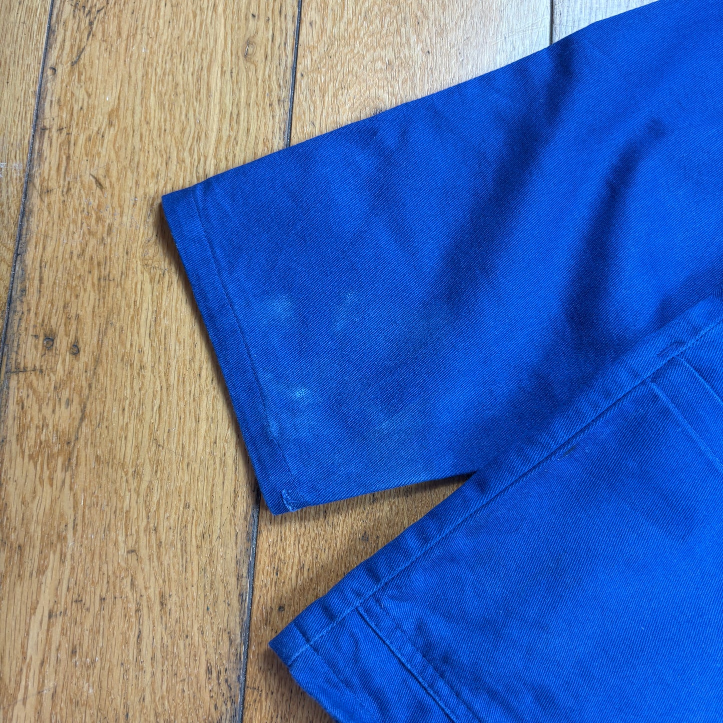Vintage French Chore Workwear Jacket Blue Overcoat - L