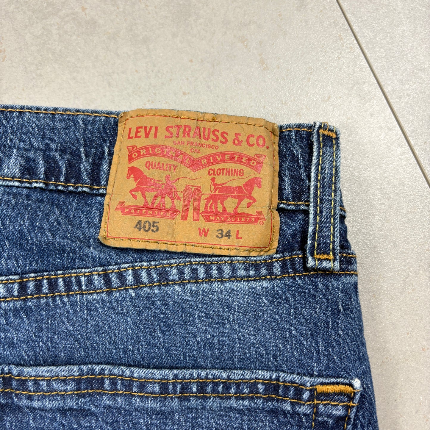 Vintage Levis 405 Blue Baggy Denim Shorts - 34